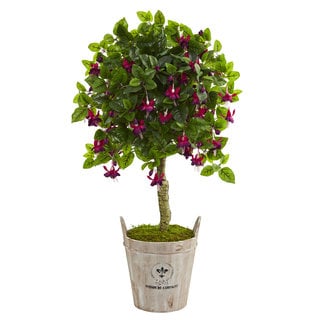 45" Fuschia Artificial Tree in Barrel Planter | Overstock.com Shopping - The Best Deals on Silk Plants | 25523230
