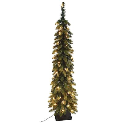 6' Holiday Seasonal Home Decor Pencil Slim Green Fir Artificial Christmas Tree