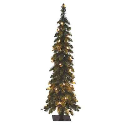 4' Holiday Seasonal Home Decor Pencil Slim Green Fir Artificial Christmas Tree