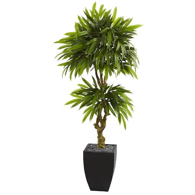 Nearly Natural Mango Artificial Tree in Black Wash Planter