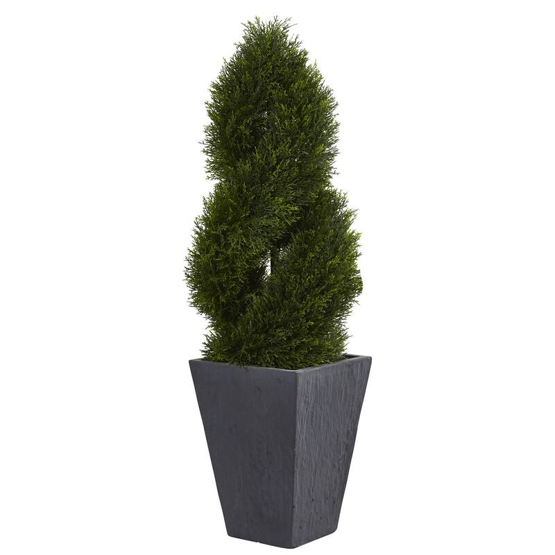 UV-resistant Indoor/ Outdoor 4-foot Cypress Double Spiral Artificial Topiary Tree