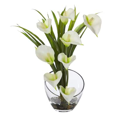 Copper Grove Artemesia 15.5-inch Calla Lily and Grass Artificial Arrangement in Vase