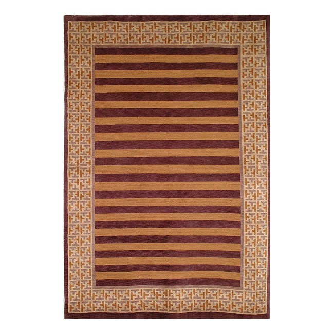 Hand knotted Mutilcolor Tibetan Wool Rug (6 X 9)