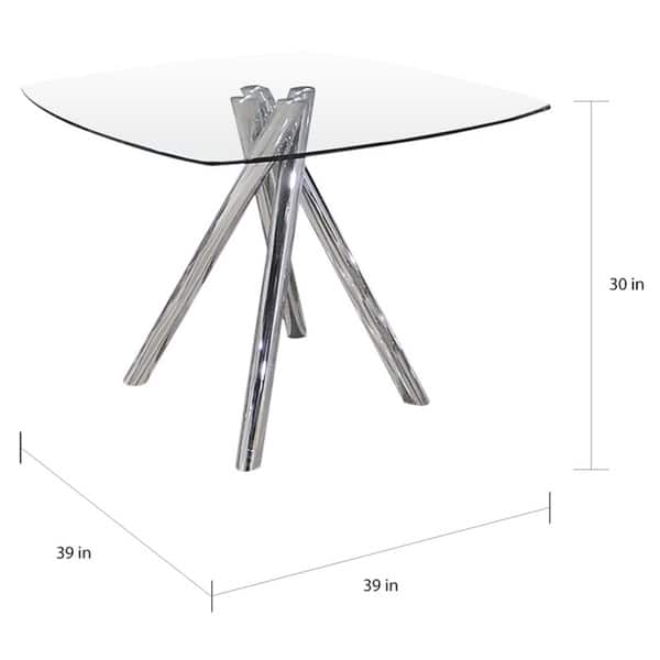 Best Master Furniture Silvertone Square Glass Dining Table Silver
