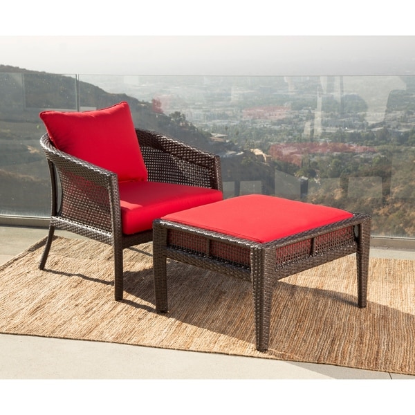 Abbyson Santorini Sunbrella Outdoor Wicker Chair And Ottoman Abbyson Santorini Sunbrella Outdoor Wicker Chair And Ottoman Patio Set