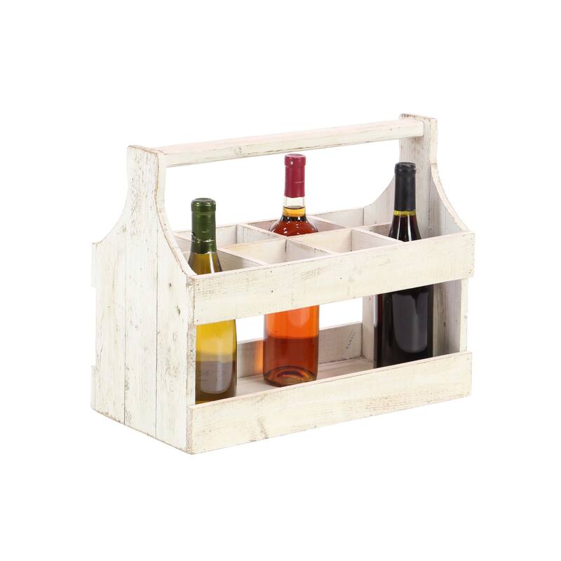 Rustic 8-Bottle White Wooden Table Top Wine Holder