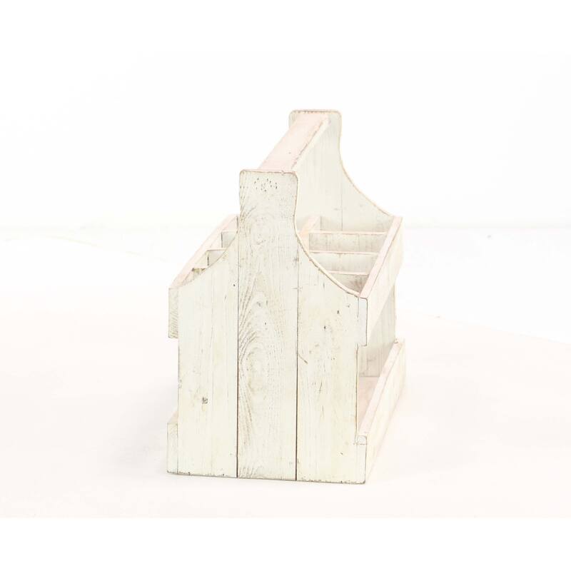 Rustic 8-Bottle White Wooden Table Top Wine Holder