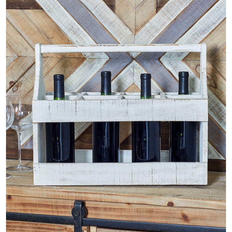 Rustic 8-Bottle White Wooden Table Top Wine Holder