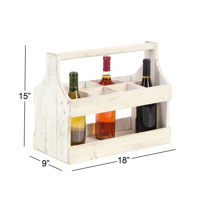 Rustic 8-Bottle White Wooden Table Top Wine Holder
