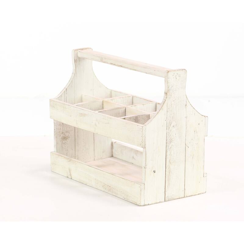Rustic 8-Bottle White Wooden Table Top Wine Holder