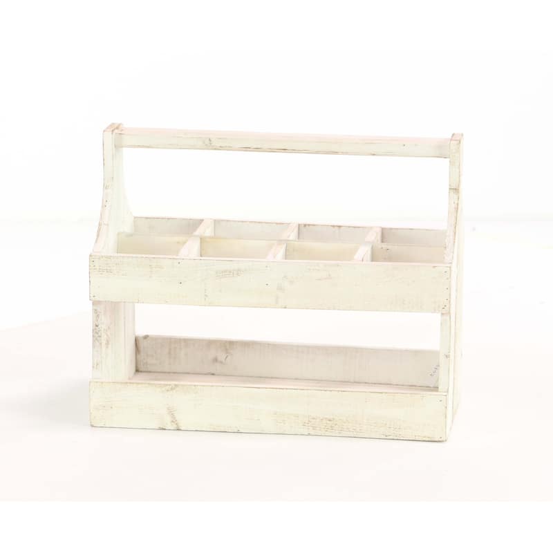 Rustic 8-Bottle White Wooden Table Top Wine Holder