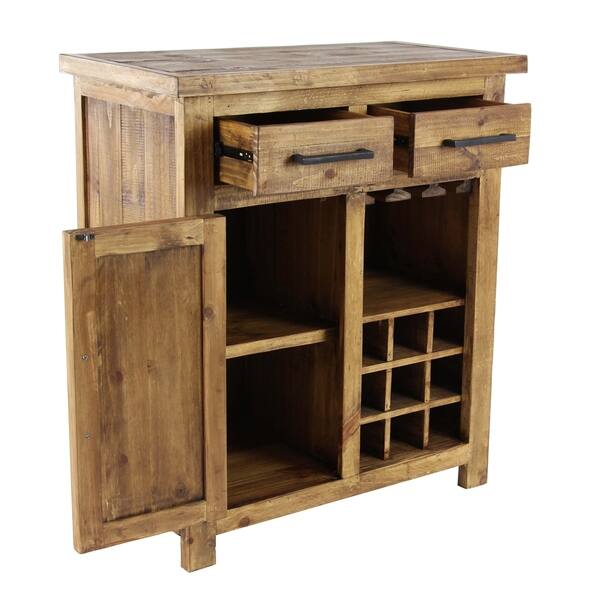 Shop Rustic 36 X 32 Inch Wine Cabinet With Drawers And Rack By
