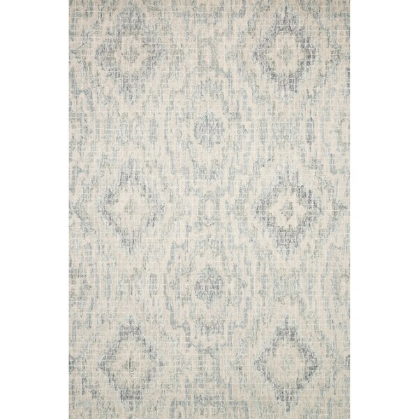 Alexander Home Transitional Grey Blue Wool Geometric Hand Alexander Home Transitional Grey Blue Wool Geometric Hand Hooked Ikat Rug 5