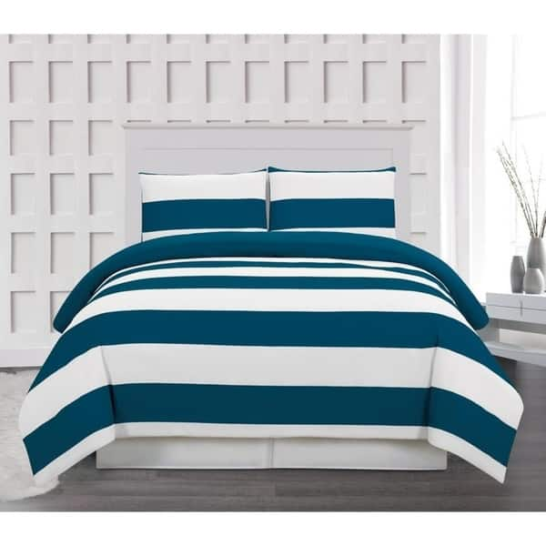 Shop Duck River Delia Stripe Printed 3 Piece Duvet Cover Set On