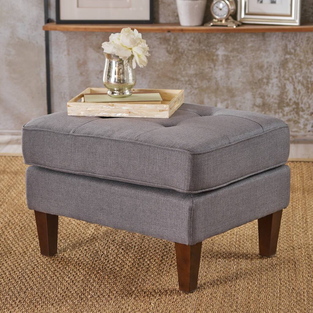 Nasir Mid Century Modern Button Tufted Fabric Ottoman by Christopher Knight Home
