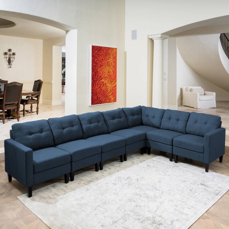 Emmie Mid-century Modern 7-pc. Sectional Sofa Set by Christopher Knight Home