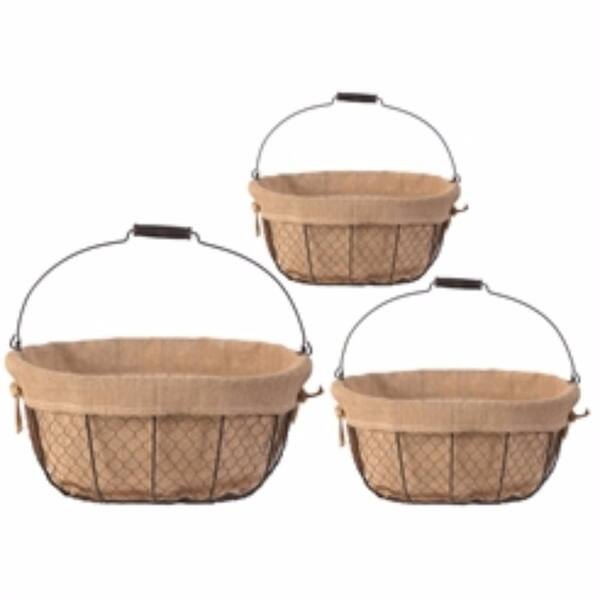 Shop Oval Metal Chicken Wire Home Baskets With Fabric Liner Set