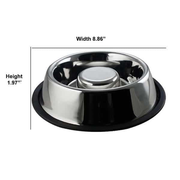 Shop Slow Feeder Stainless Steel Pet Bowl With Anti Skid Rubber