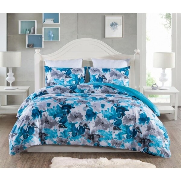 Shop Kensie Halle Duvet Cover Set 300 Thread Count Blue Teal