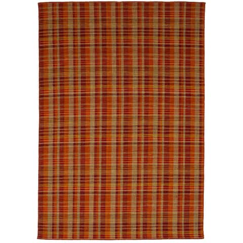 Flat-weave Manhattan Copper, Navy Blue Wool Kilim