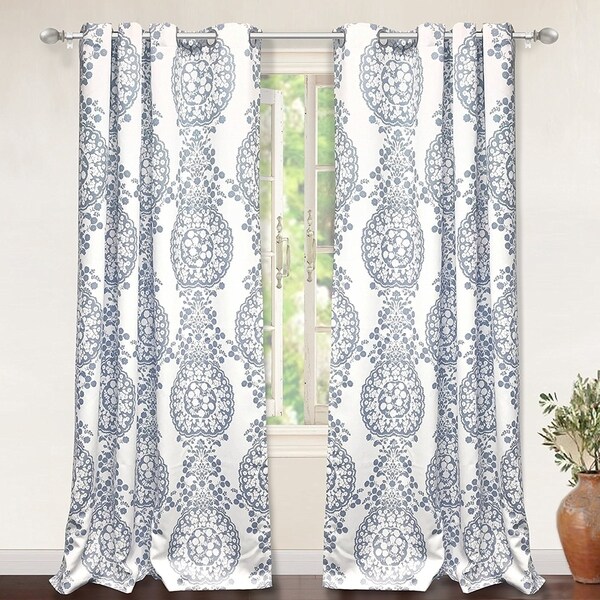 Gardinen Vorhange Set 2 Yellow Gray White Medallion Curtains