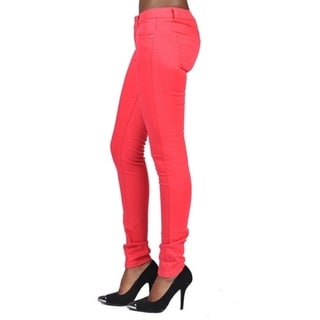 womens coral skinny jeans
