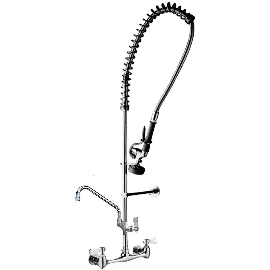 AT Faucet 8" Center Wall-Mount Pre-Rinse Faucet with 12" Add-On Faucet