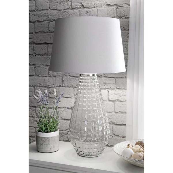 Watch Hill 28" Avery Glass Cotton Shade Clear Table Lamp - 28" h x 16" w x 16" d