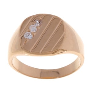 Icz Stonez Men's Sterling Silver/ 18k Gold over Silver CZ Ring