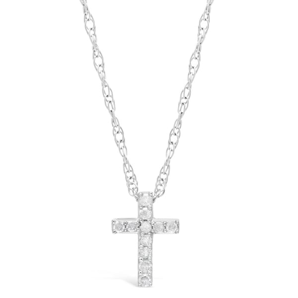 Shop Sterling Silver 1/10 ct. TDW Diamond Mini Cross ...