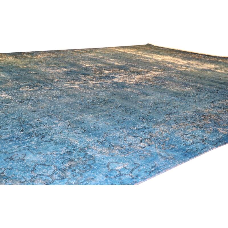 Pasargad Blue Vintage Overdyes Hand-Knotted Wool Rug (9' 7" X 13' 9") - 10' x 14'