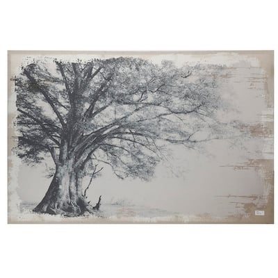 Wavy Tree Canvas Print, Black and Beige