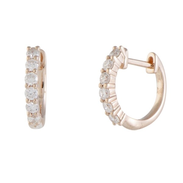 Shop ~.50ct Small Rose Gold 6-Diamond Tiny Round Hoop Earrings - Free Shipping Today - Overstock ...