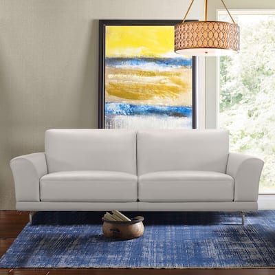 Armen Living Everly Contemporary Sofa in Genuine Dove Grey Leather