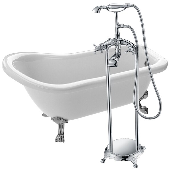 Pegasus 5 Ft Acrylic Clawfoot Soaking Bathtub In White With Pegasus 5 Ft Acrylic Clawfoot Soaking Bathtub In White With Tugela Faucet