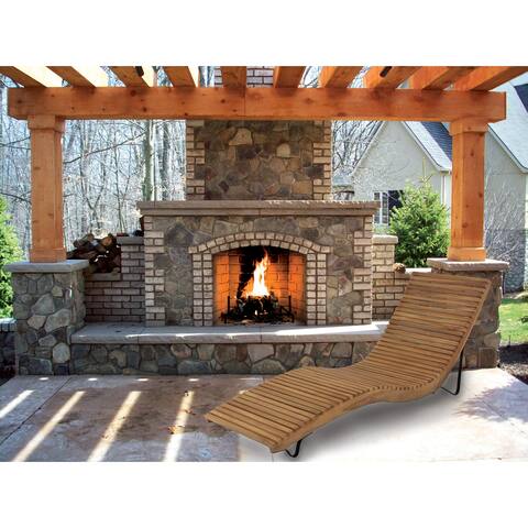 Traditional 30 x 78 Inch Teak Wood Curved Lounger by Studio 350