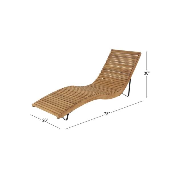 Traditional 30 X 78 Inch Teak Wood Curved Lounger By Studio 350