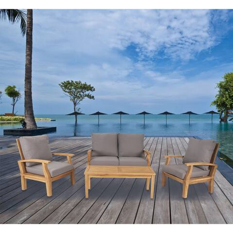 4-Piece Elegant Teak Wood Sofa Set