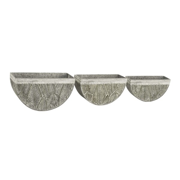 Set Of 3 Rustic Iron Semi Circle Leaf Wall Planters Ships To Set Of 3 Rustic Iron Semi Circle Leaf Wall Planters