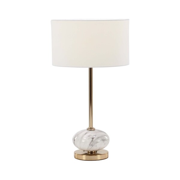 Modern Ceramic and Iron Gold and White Table Lamp