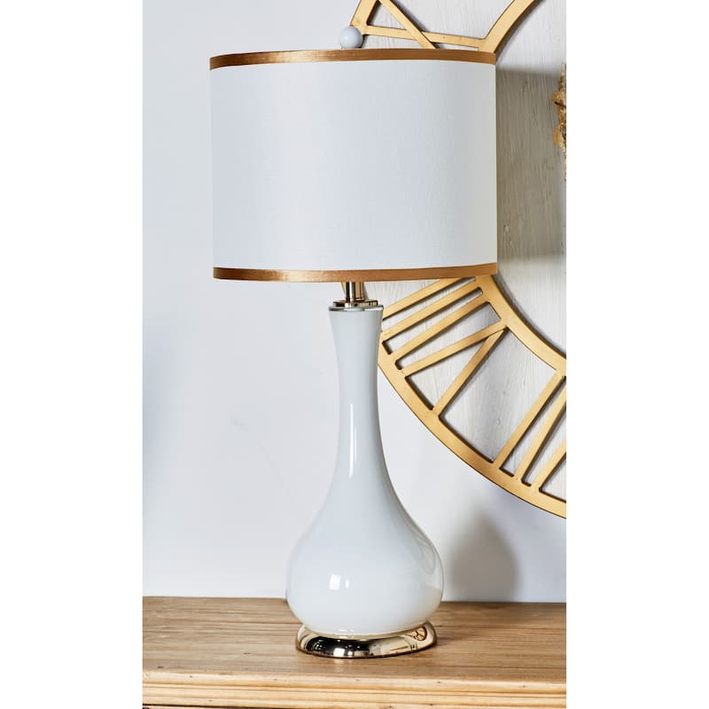White Metal Room Table Lamp with Gold Accents (Set of 2) - 13 x 29