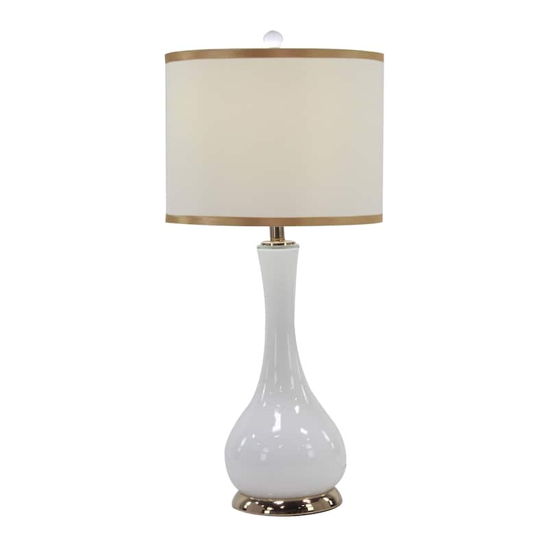 White Metal Room Table Lamp with Gold Accents (Set of 2) - 13 x 29