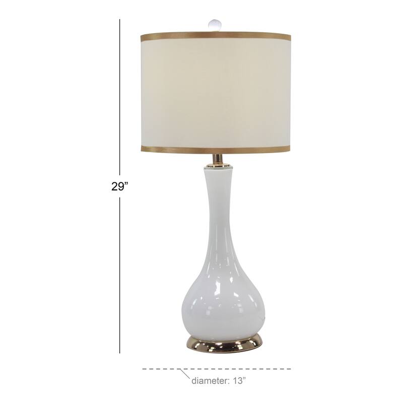 White Metal Room Table Lamp with Gold Accents (Set of 2) - 13 x 29