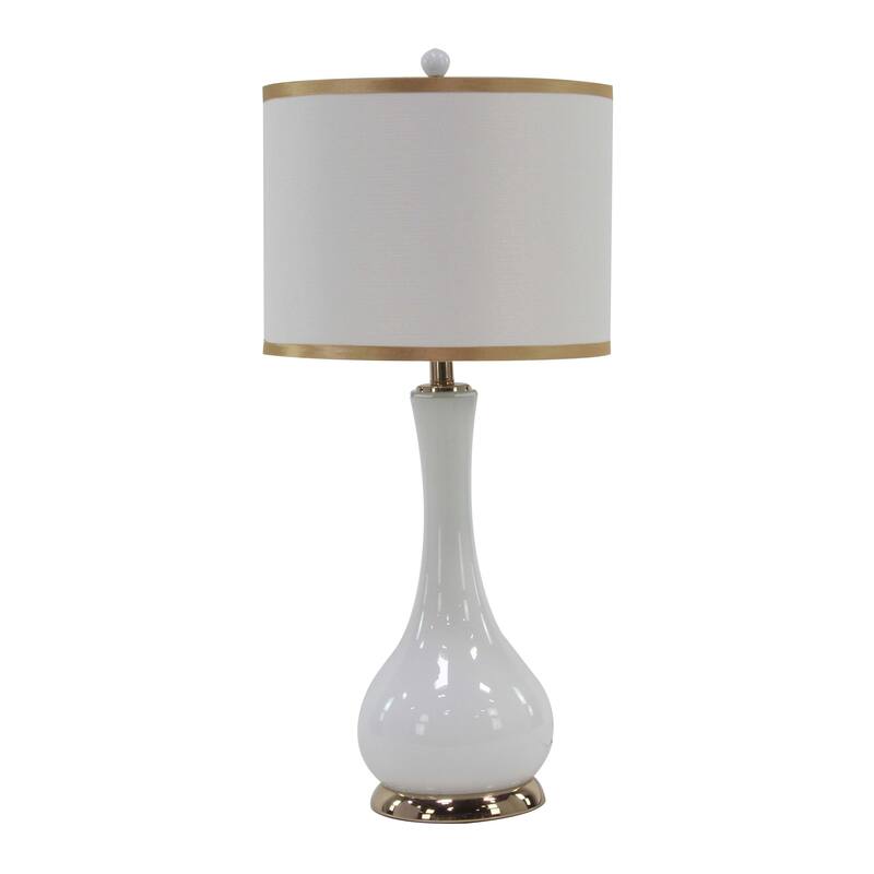 White Metal Room Table Lamp with Gold Accents (Set of 2) - 13 x 29