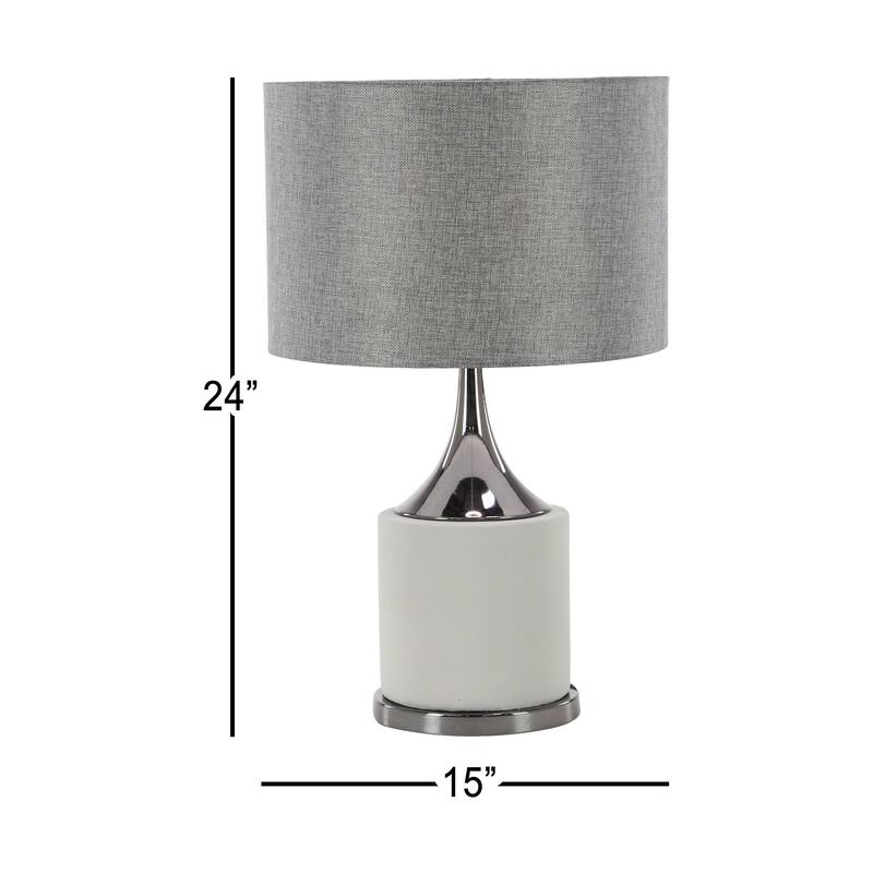 Gray Cement Table Lamp with Drum Shade