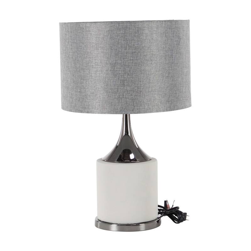 Gray Cement Table Lamp with Drum Shade