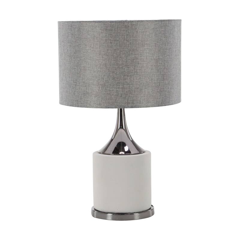 Gray Cement Table Lamp with Drum Shade
