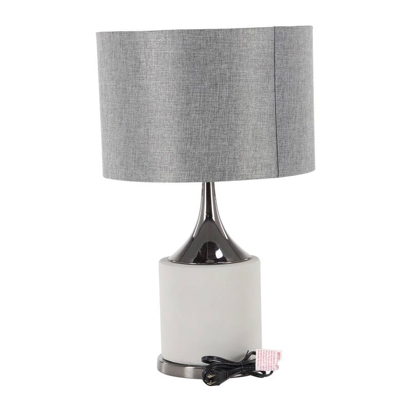 Gray Cement Table Lamp with Drum Shade