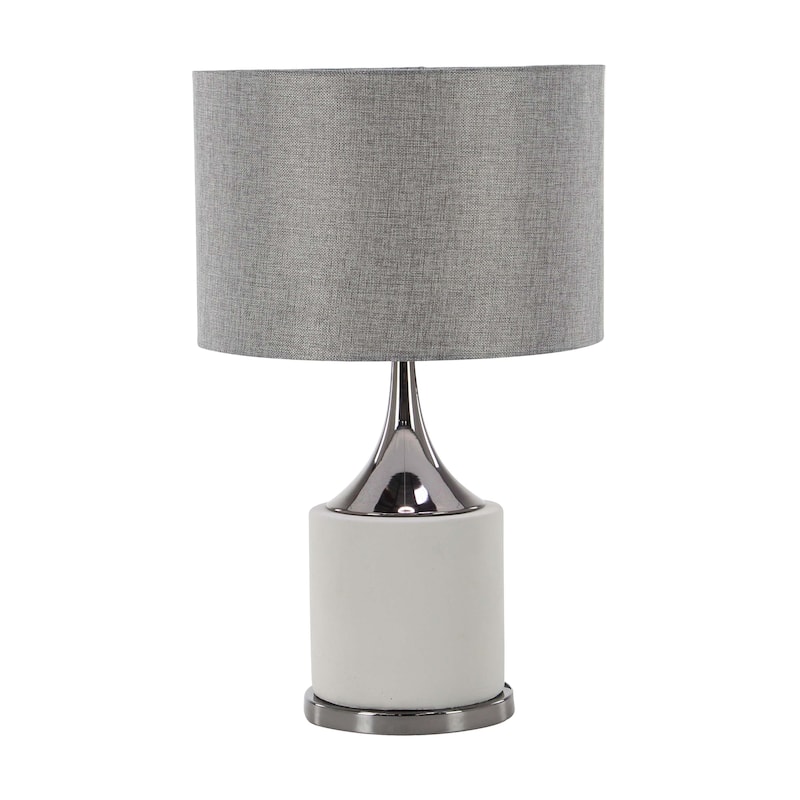 Gray Cement Table Lamp with Drum Shade