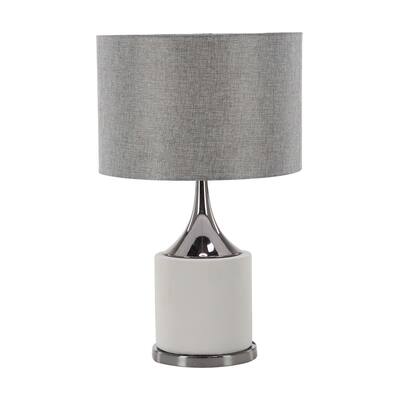 Gray Cement Table Lamp with Drum Shade